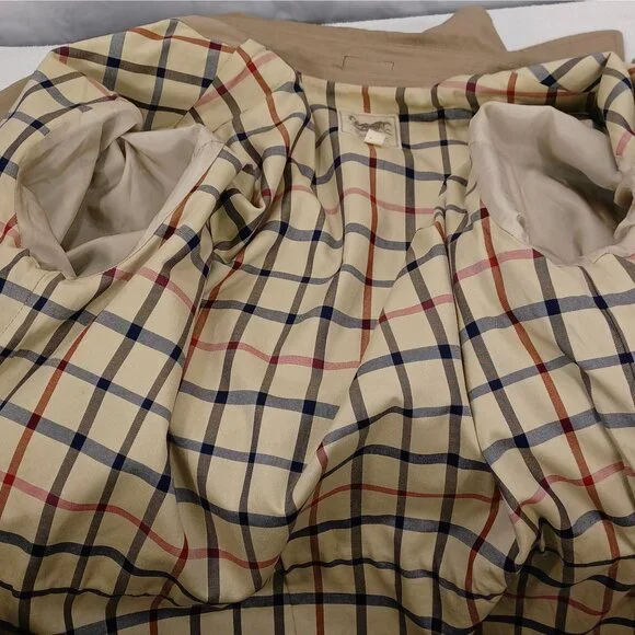 VTG Brooks Brothers Mens Med Classic Car Coat Chore Jacket Khaki/Plaid Hong Kong - Picture 6 of 13